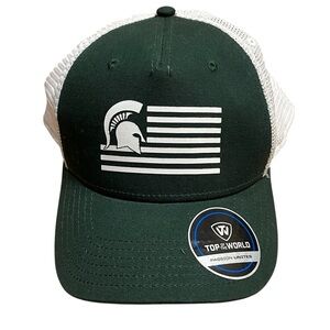 NWT Top of the World Michigan State MSU Spartans Green Snapback Truckers Hat